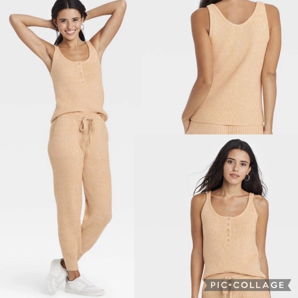 NWT Universal Thread Ribbed Knit U Neck Sweater Tank Top Beige Neutral Size XS - Picture 1 of 7